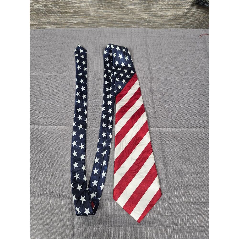 Designs By A. Rogers Tie Mens American Flag Stars Stripes Polyester Necktie